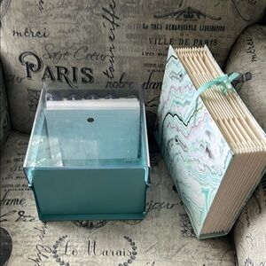 Acrimet  5 by 8 card file holder organizer metal base and indigo file folder